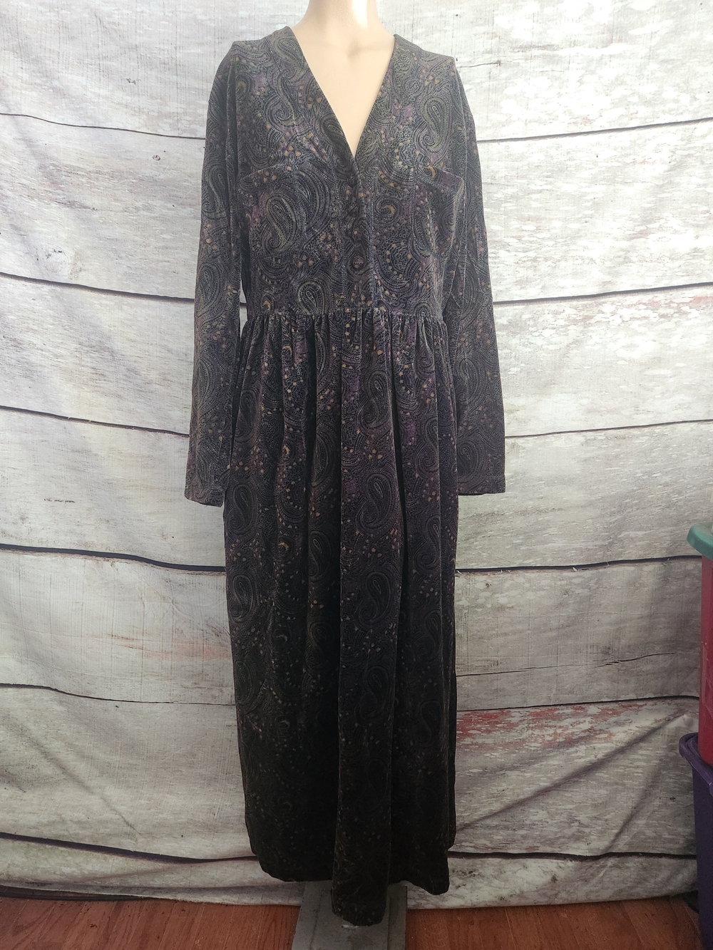 Rafaella Long-Sleeve V-Neck Paisley Maxi Dress ,Matching Vest